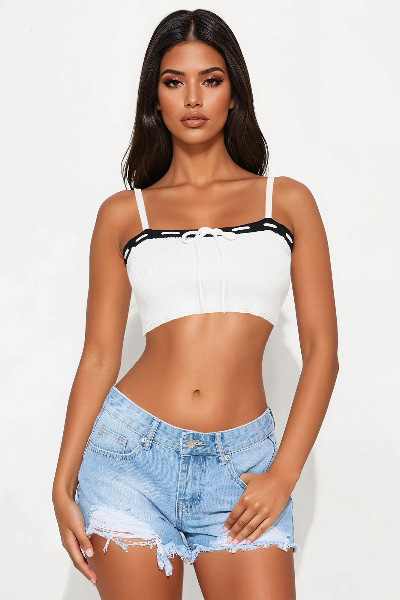 Effortlessly Cute 2 Piece Sweater Top - White/Black - Image 6