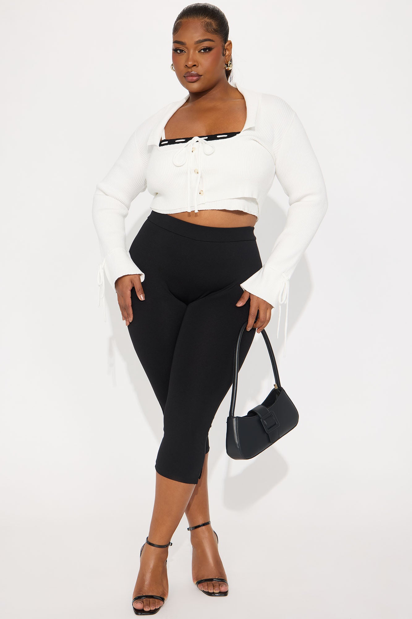 Effortlessly Cute 2 Piece Sweater Top - White/Black - Image 2