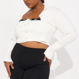 Effortlessly Cute 2 Piece Sweater Top - White/Black
