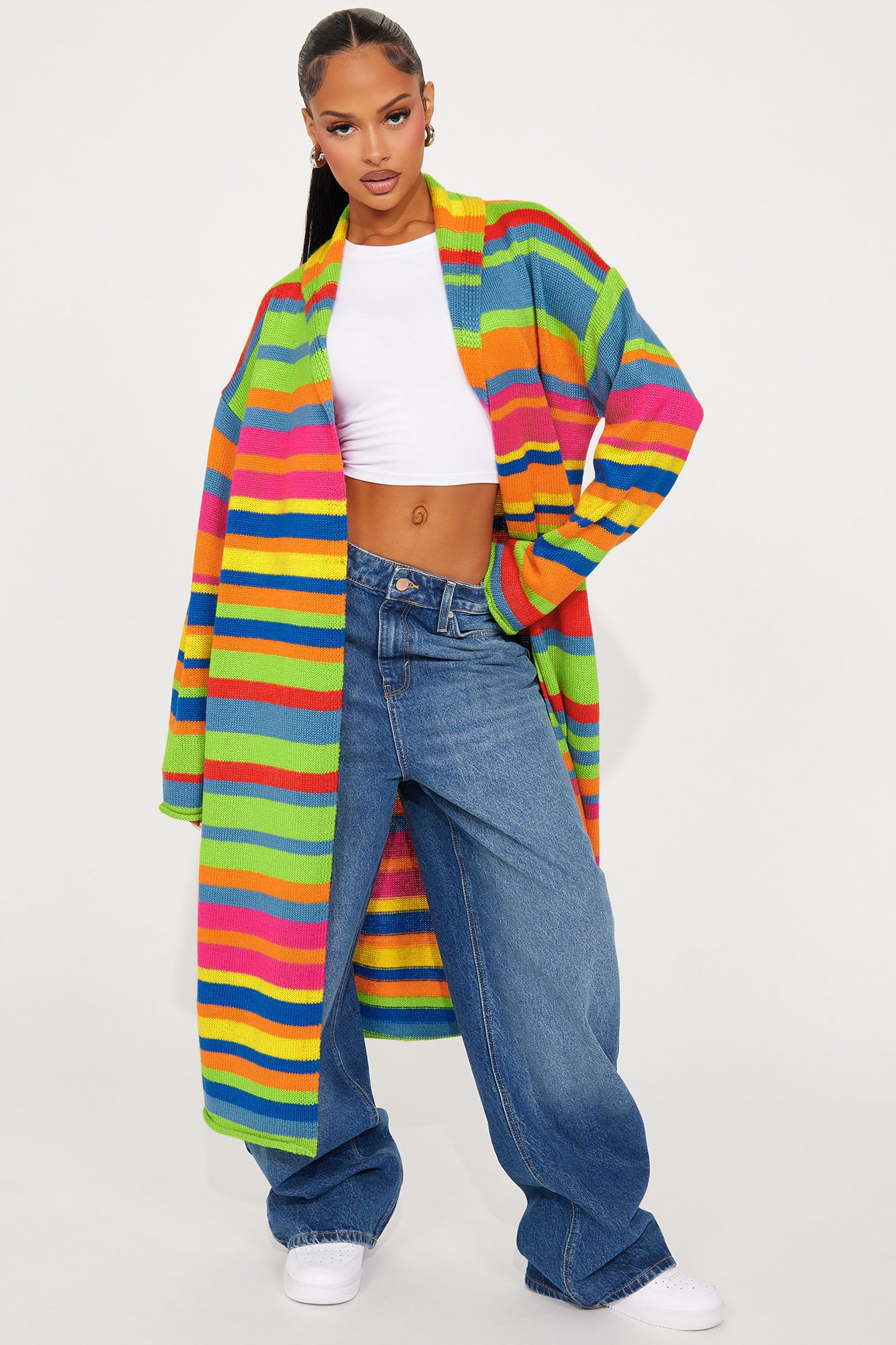 Katja Color Block Cropped Cardigan - Black/combo - Image 37