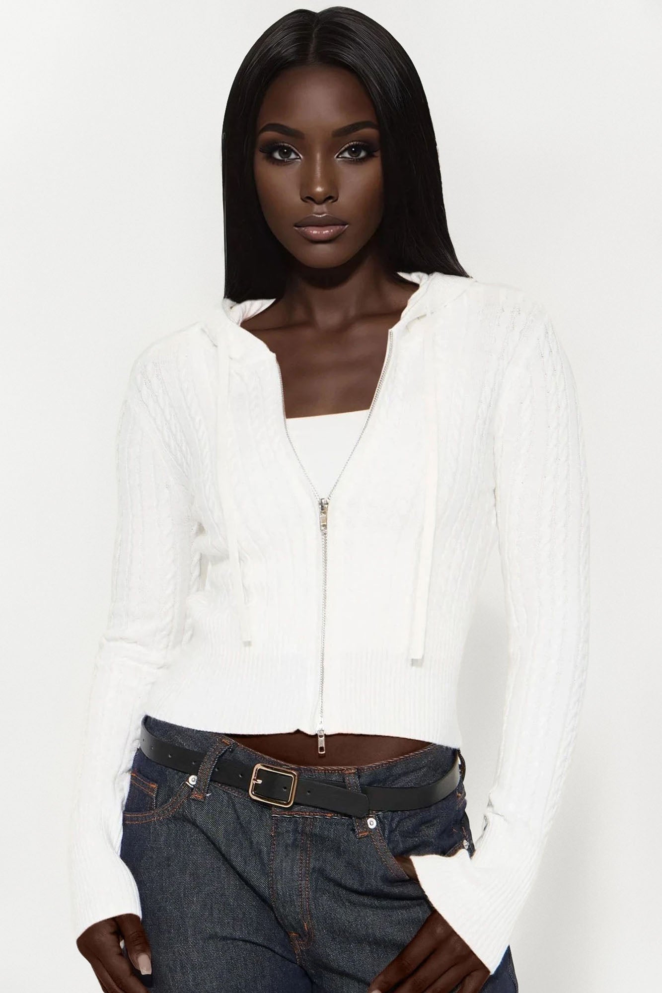 Lana Zip Up Sweater - Chocolate - Image 14