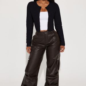 Sweet Sensation Cropped Cardigan - Black