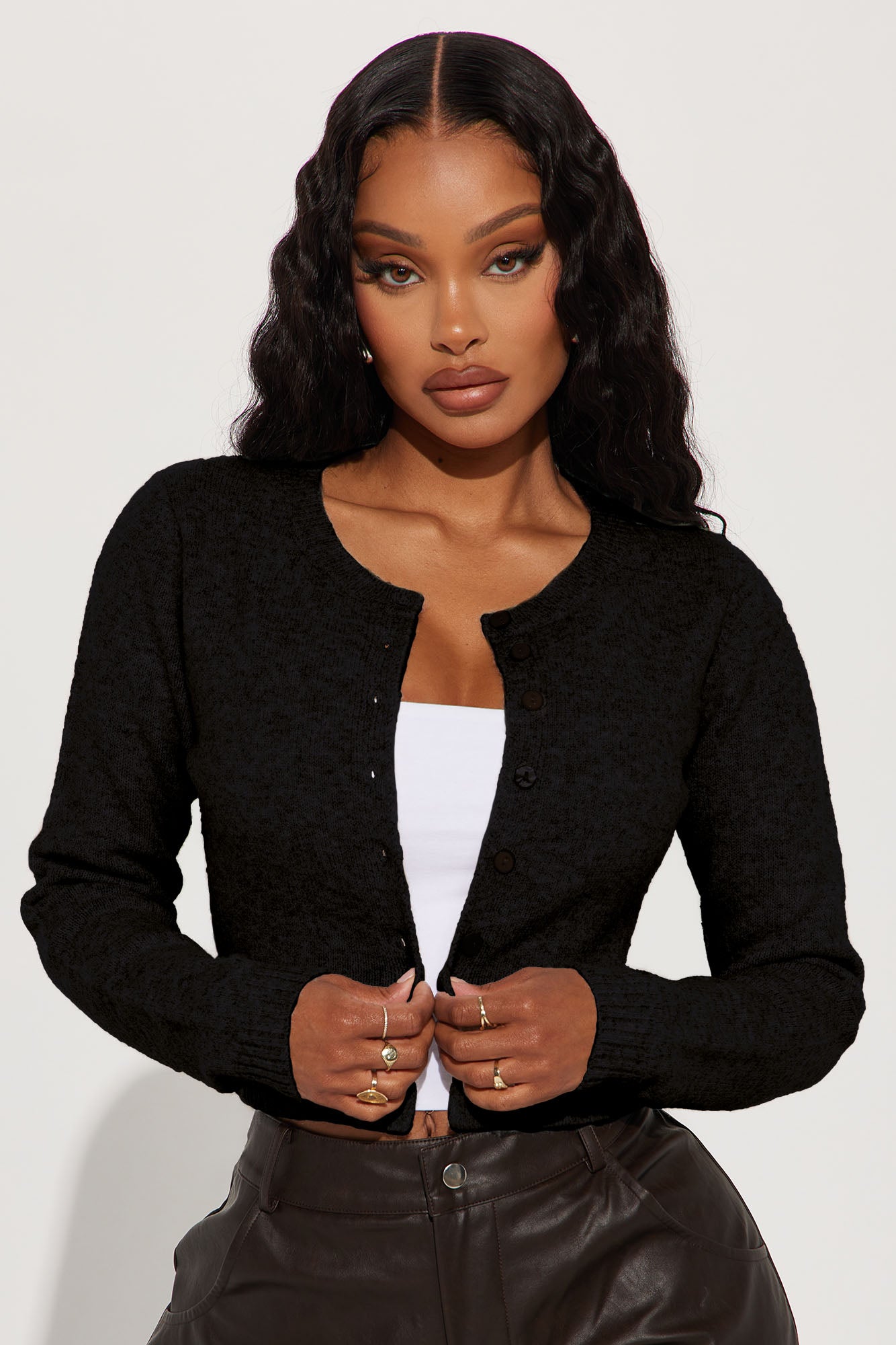 Sweet Sensation Cropped Cardigan - Black - Image 5