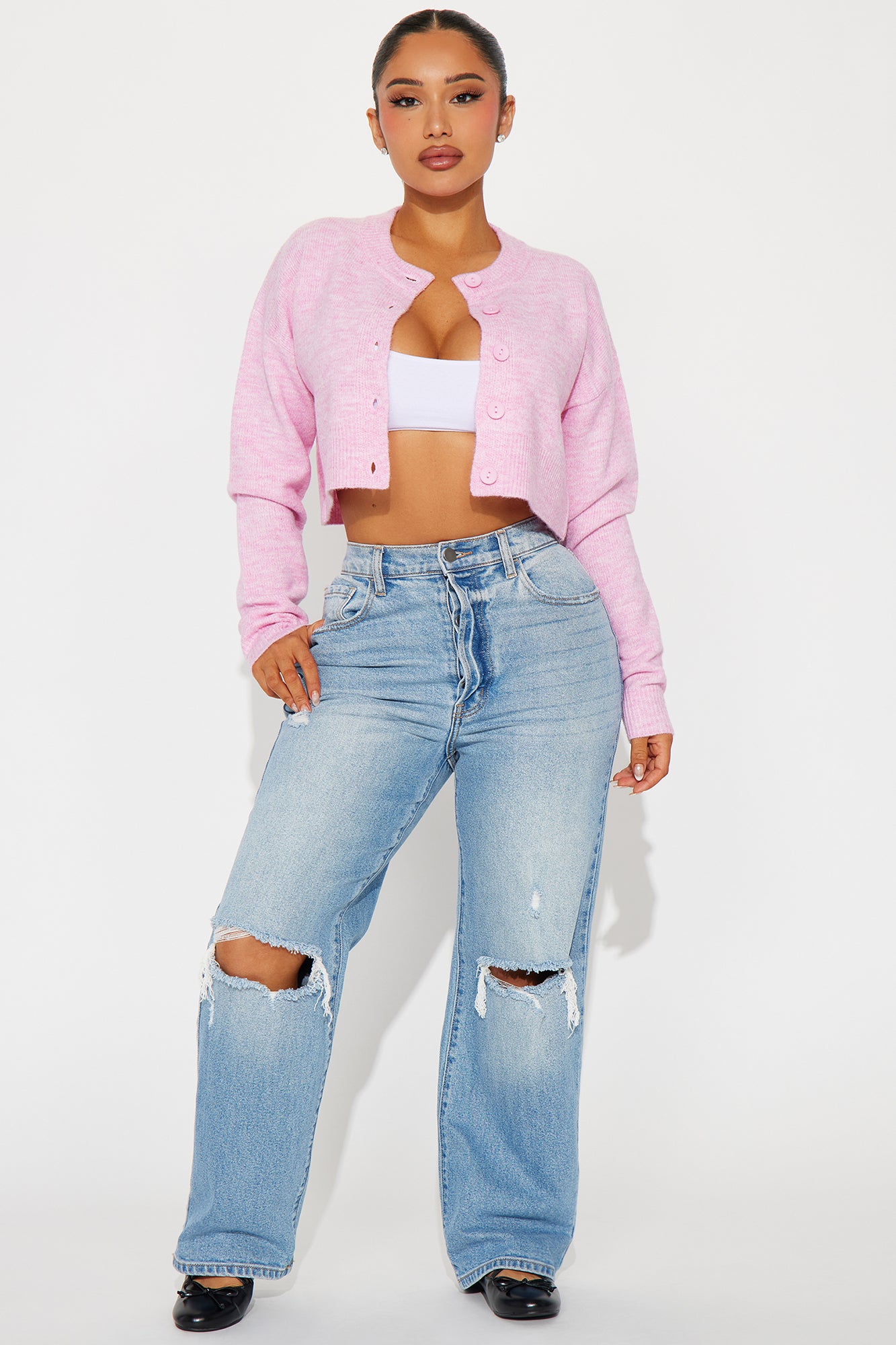 Central Park Cropped Cardigan - Pink - Image 7