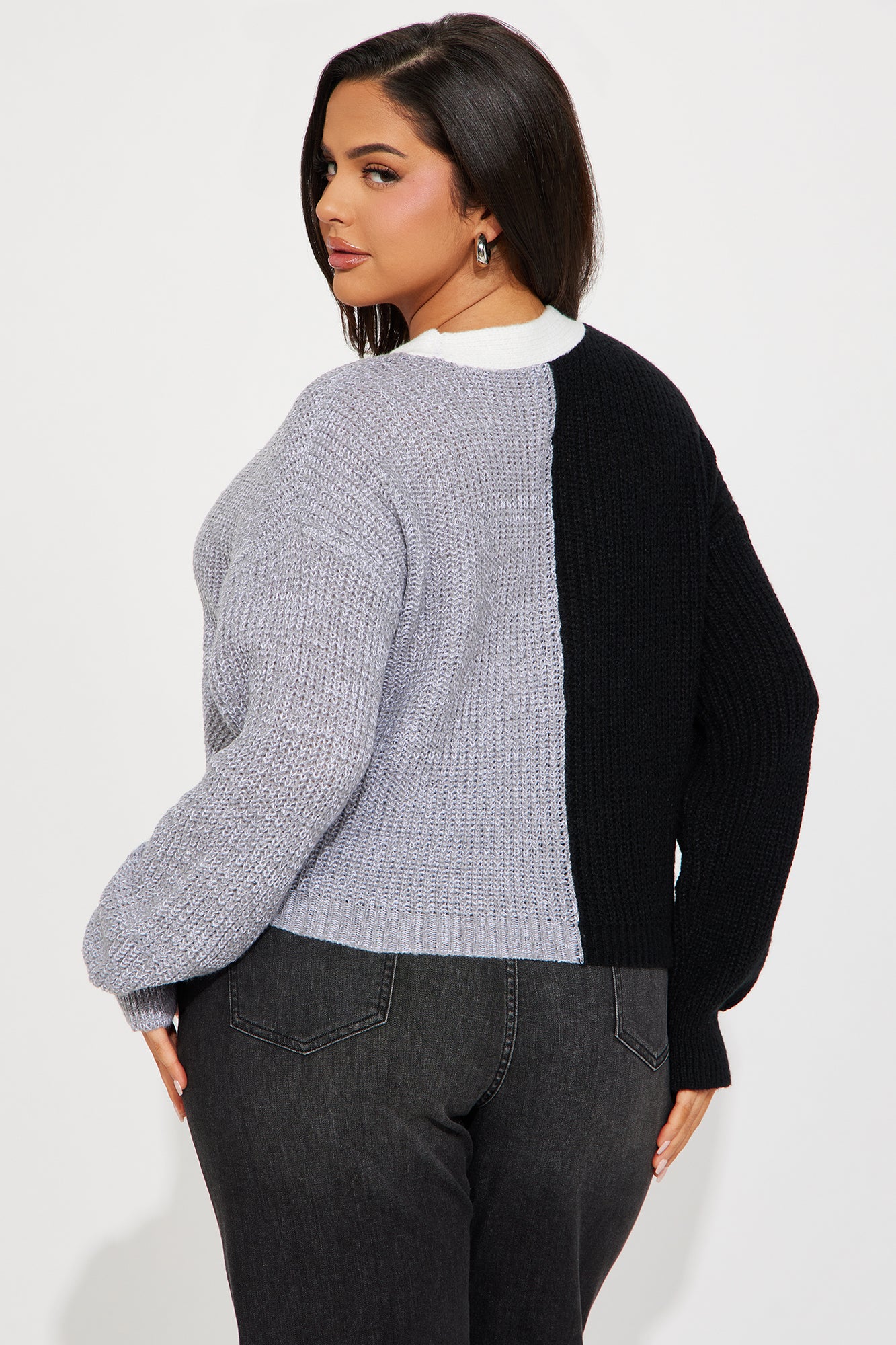 Katja Color Block Cropped Cardigan - Black/combo - Image 3