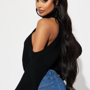 Karasi Cold Shoulder Sweater - Black