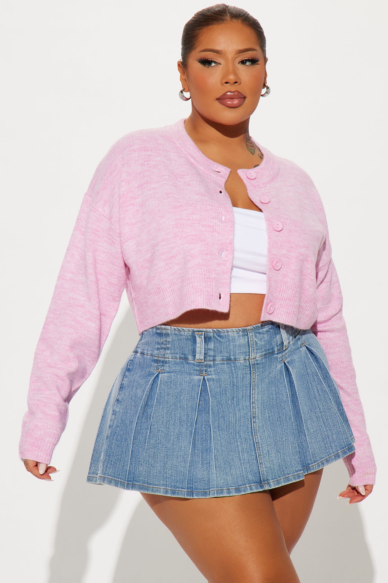 Central Park Cropped Cardigan - Pink - Image 2