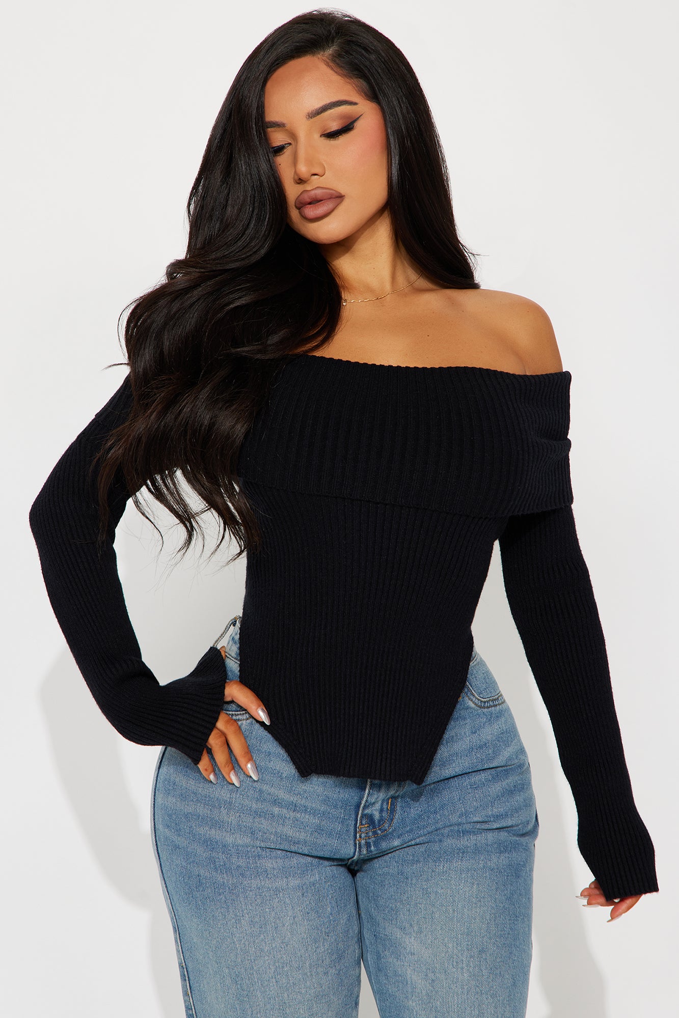 Catch Me Off Shoulder Sweater - Ivory - Image 36