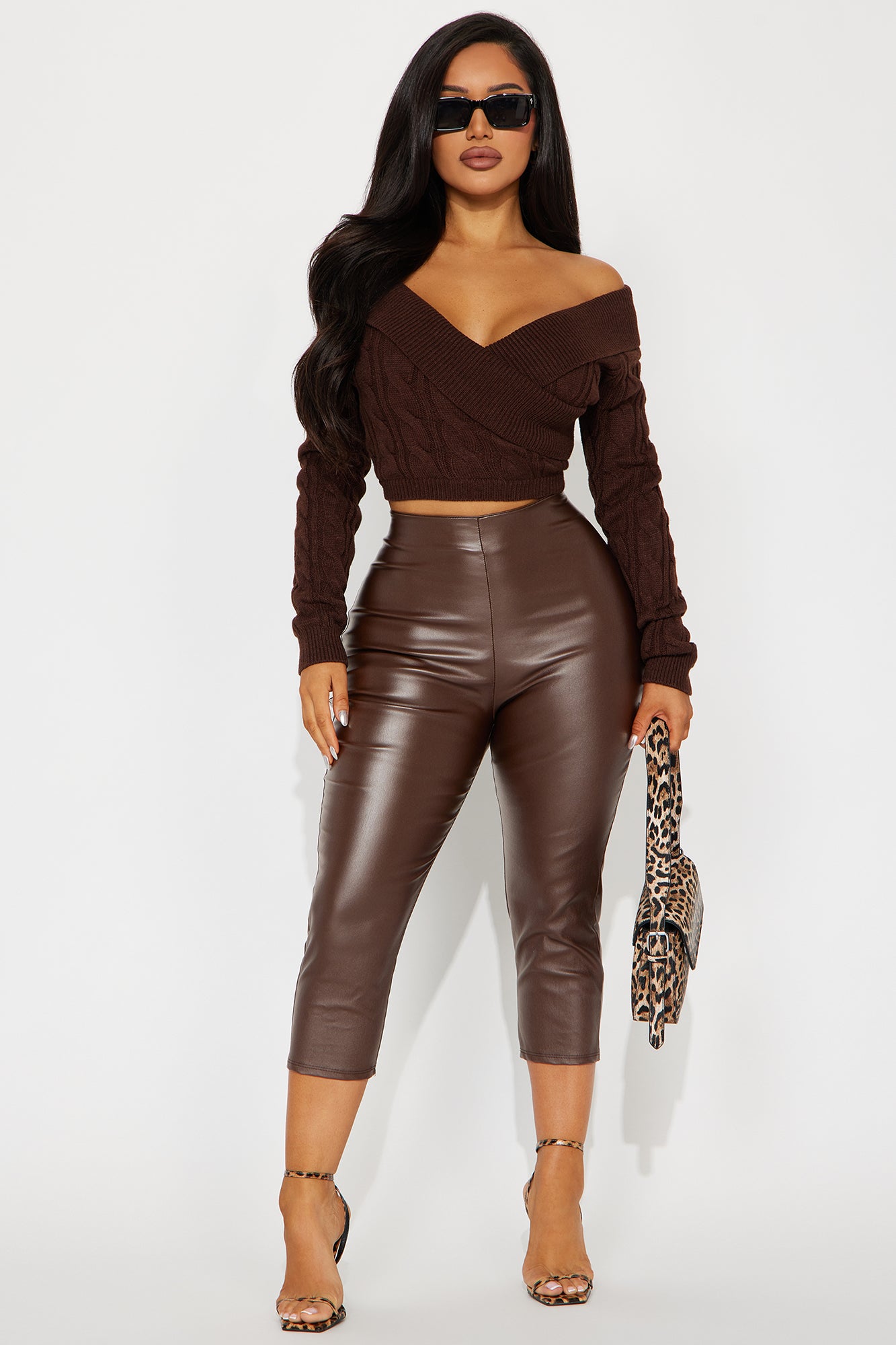 Doing My Best Cropped Sweater - Chocolate - Image 5
