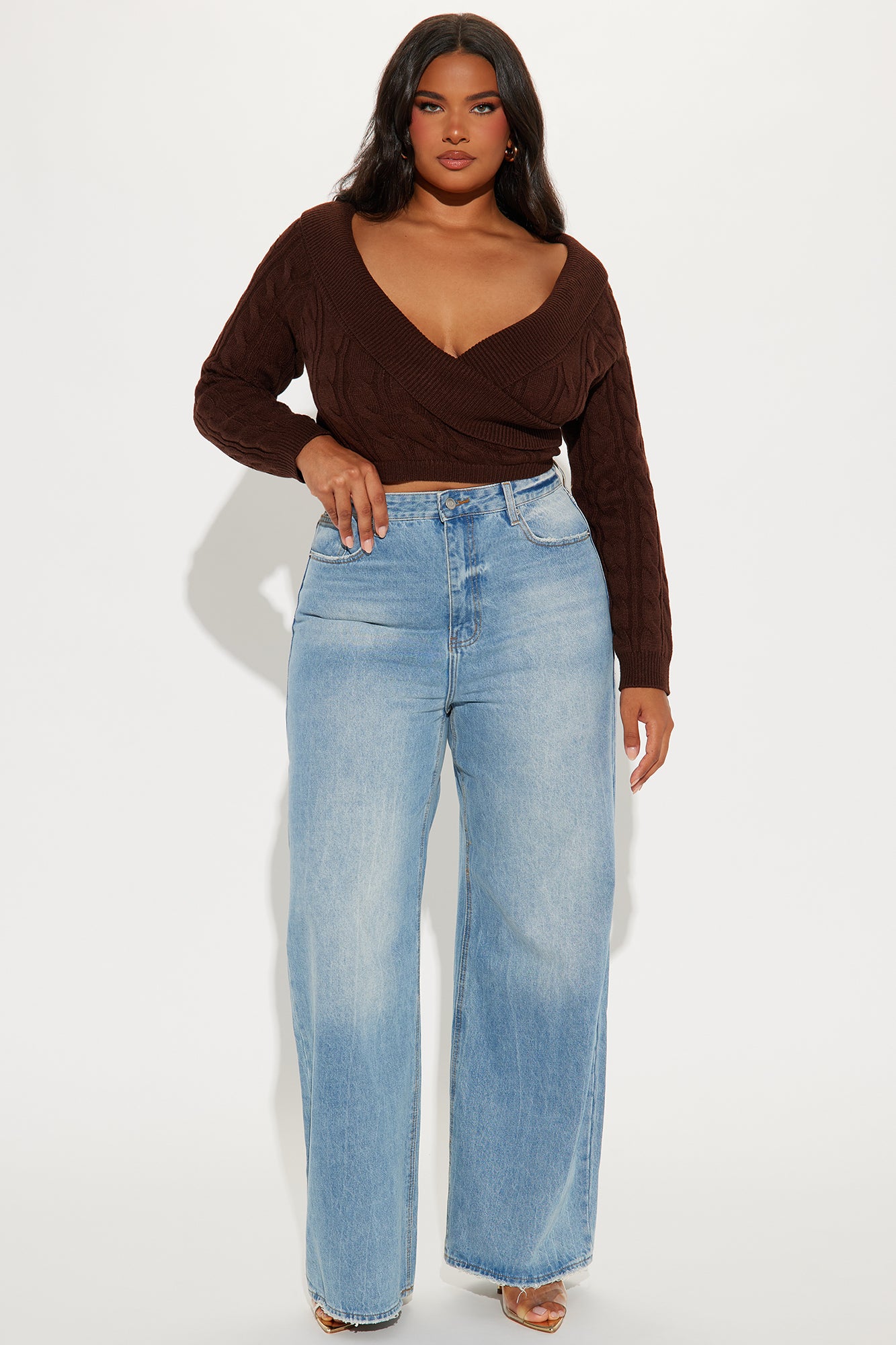 Doing My Best Cropped Sweater - Chocolate - Image 3