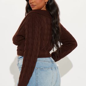 Doing My Best Cropped Sweater - Chocolate