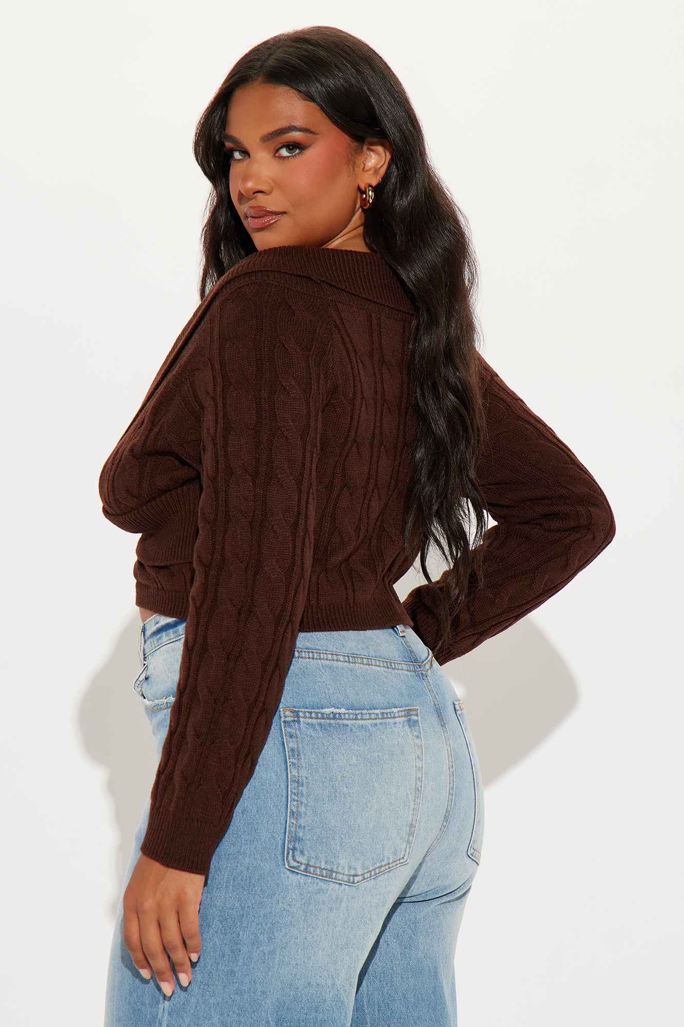 Doing My Best Cropped Sweater - Chocolate