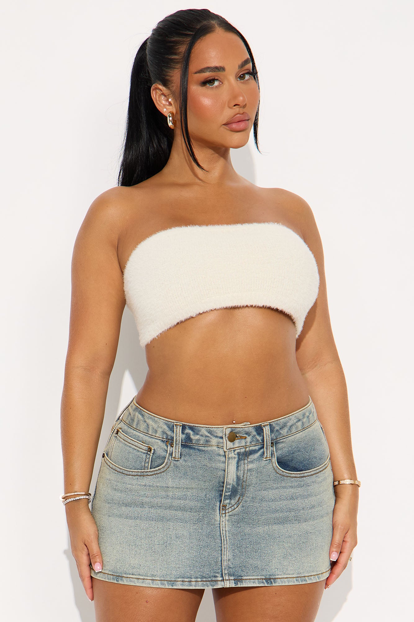 Fluffy Tube Top - Cream - Image 2