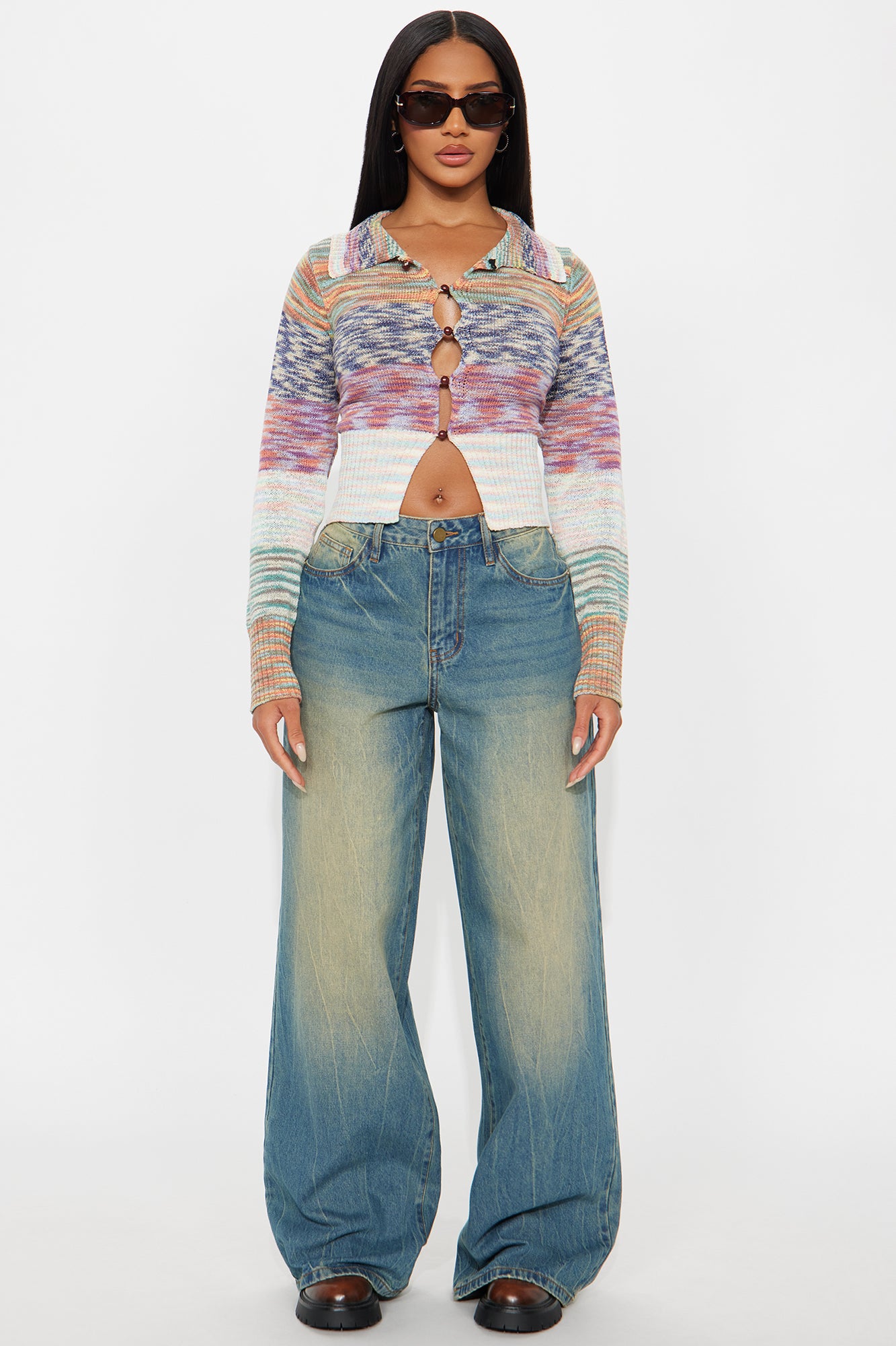 Look At Me Color Block Cardigan - Multi Color - Image 2