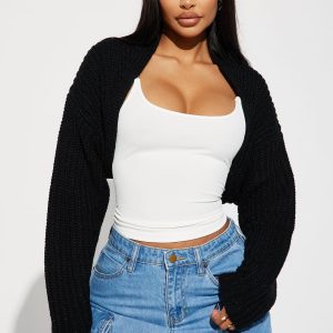 Cool Girl Mood Bolero Sweater - Black