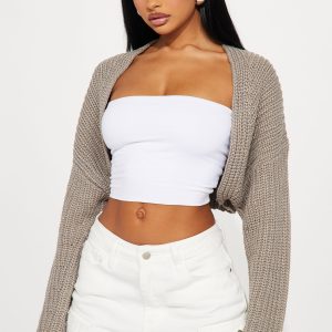Cool Girl Mood Bolero Sweater - Taupe