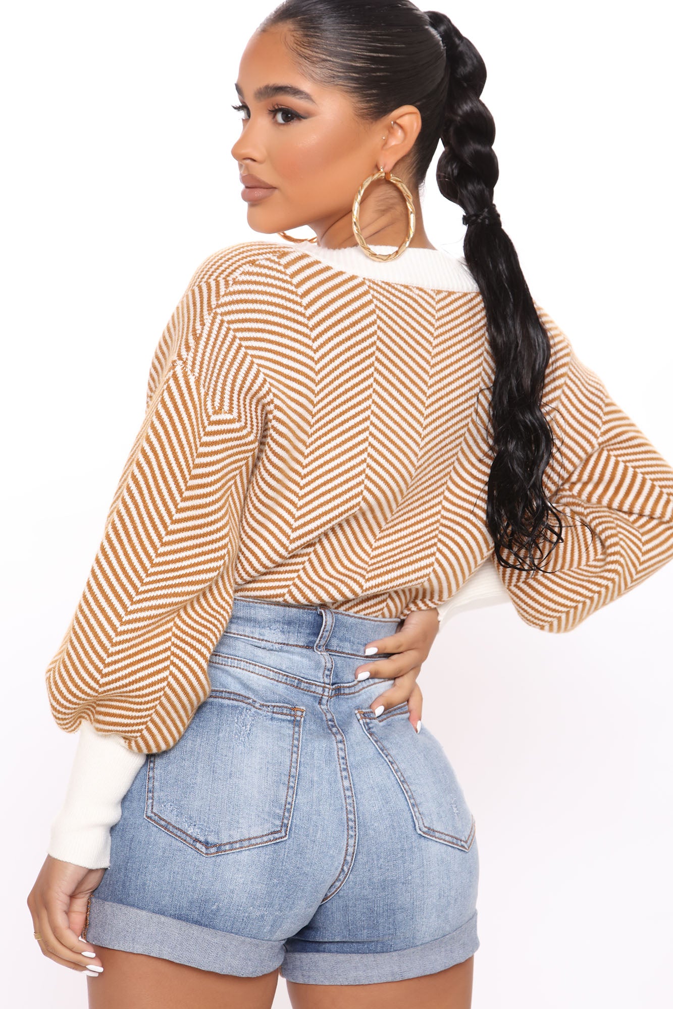 Madison Stripe Cropped Cardigan - Ivory/combo - Image 3