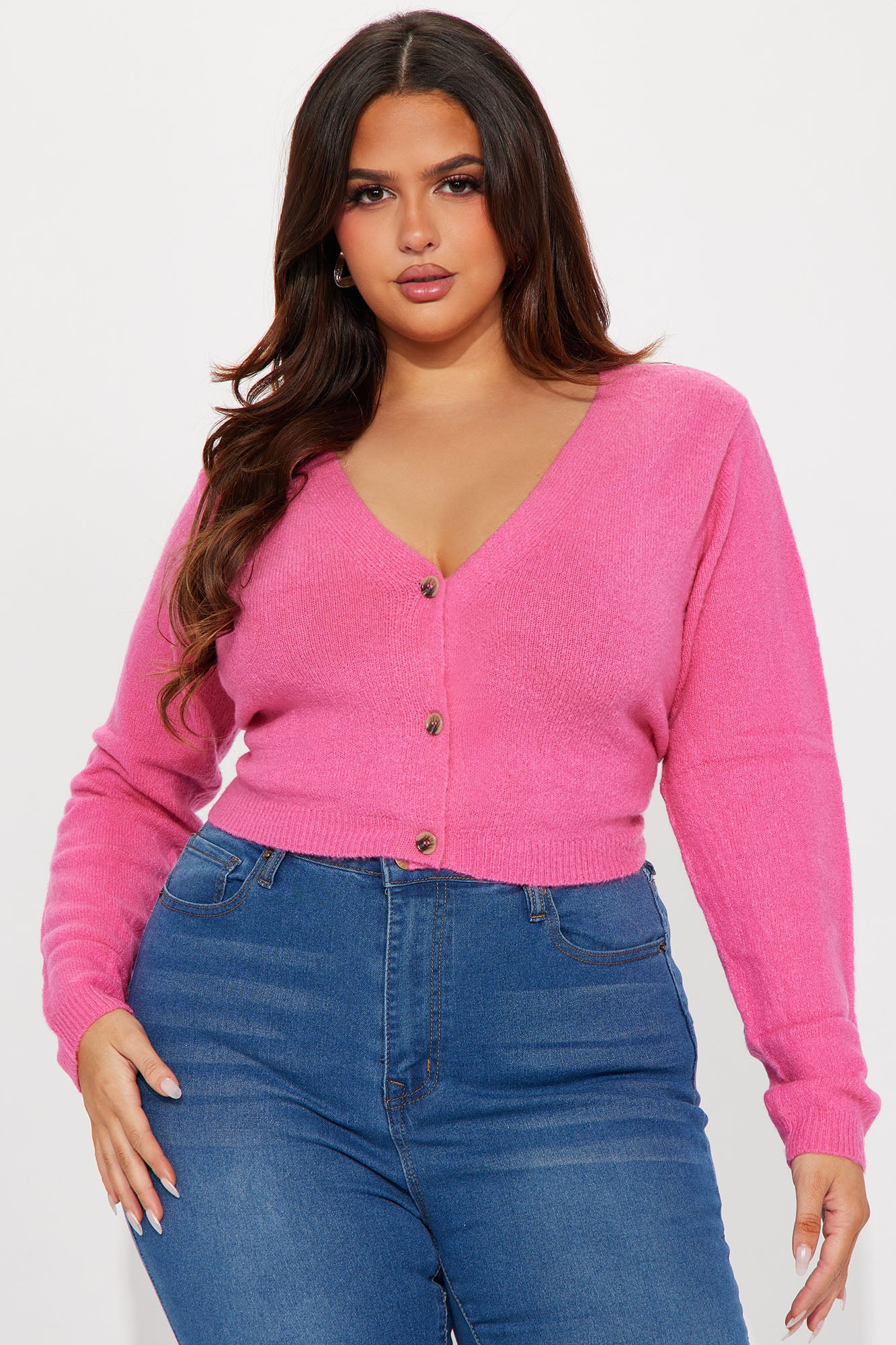 Albyn Cropped Cardigan Sweater - Pink - Image 4