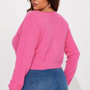 Albyn Cropped Cardigan Sweater - Pink
