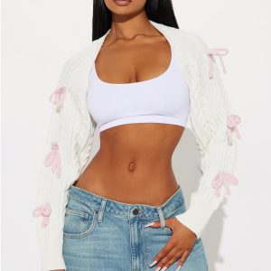 Ballet Class Bow Bolero Sweater - Ivory/combo