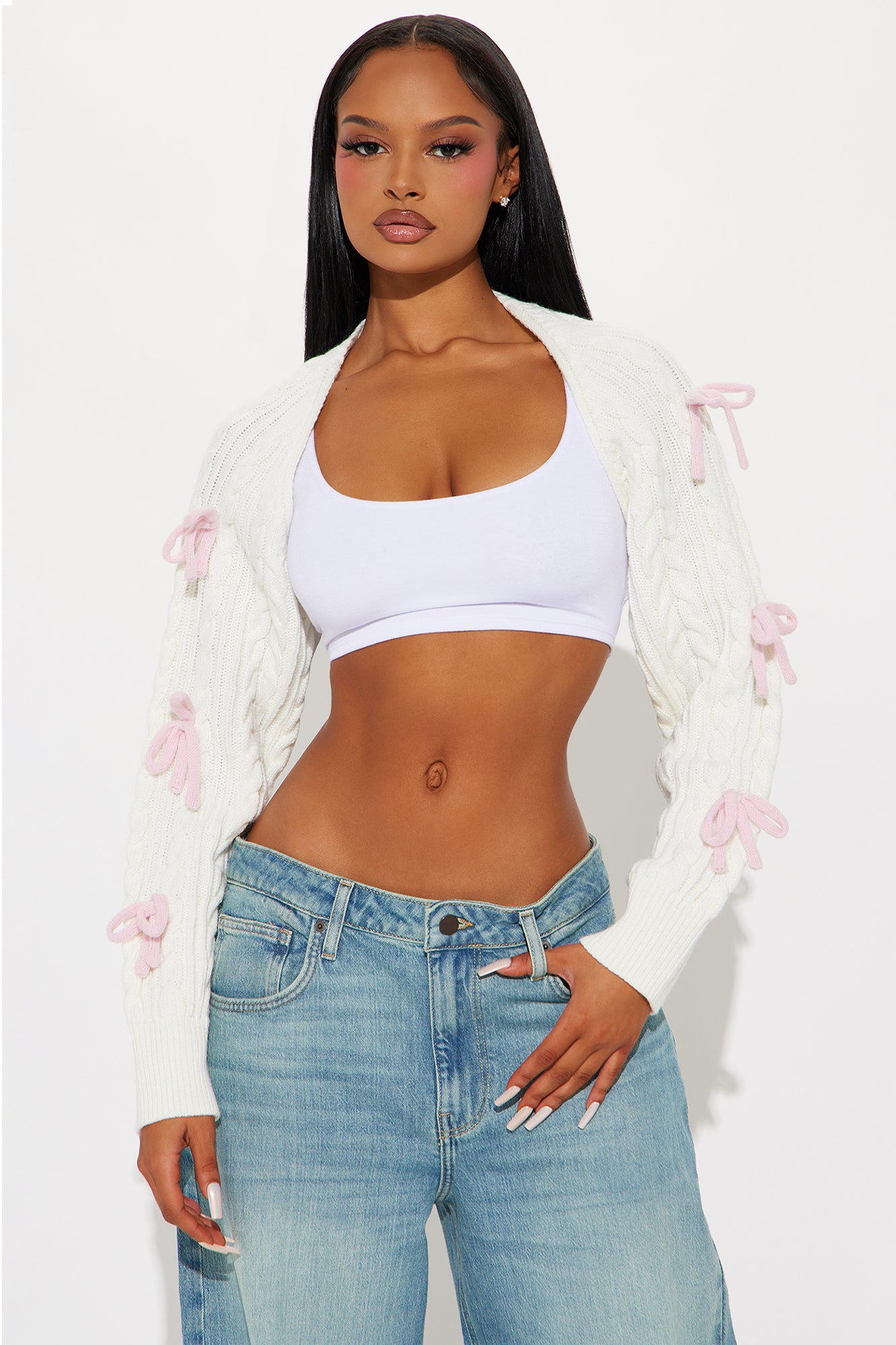 Break It Up Faux Fur Trim Off Shoulder Top - Beige - Image 54