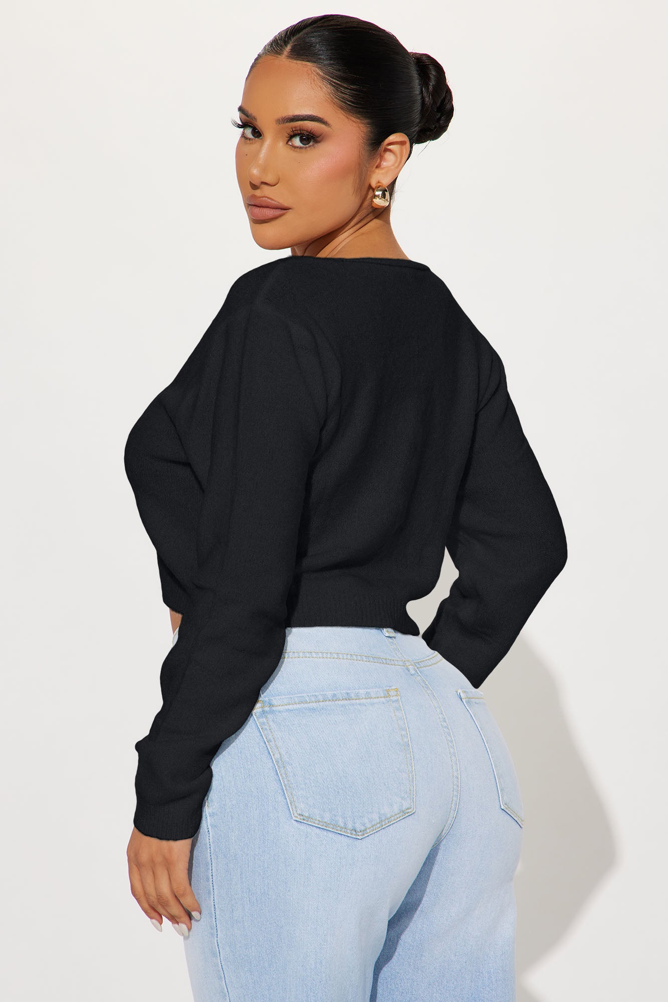 Albyn Cropped Cardigan Sweater - Black - Image 2