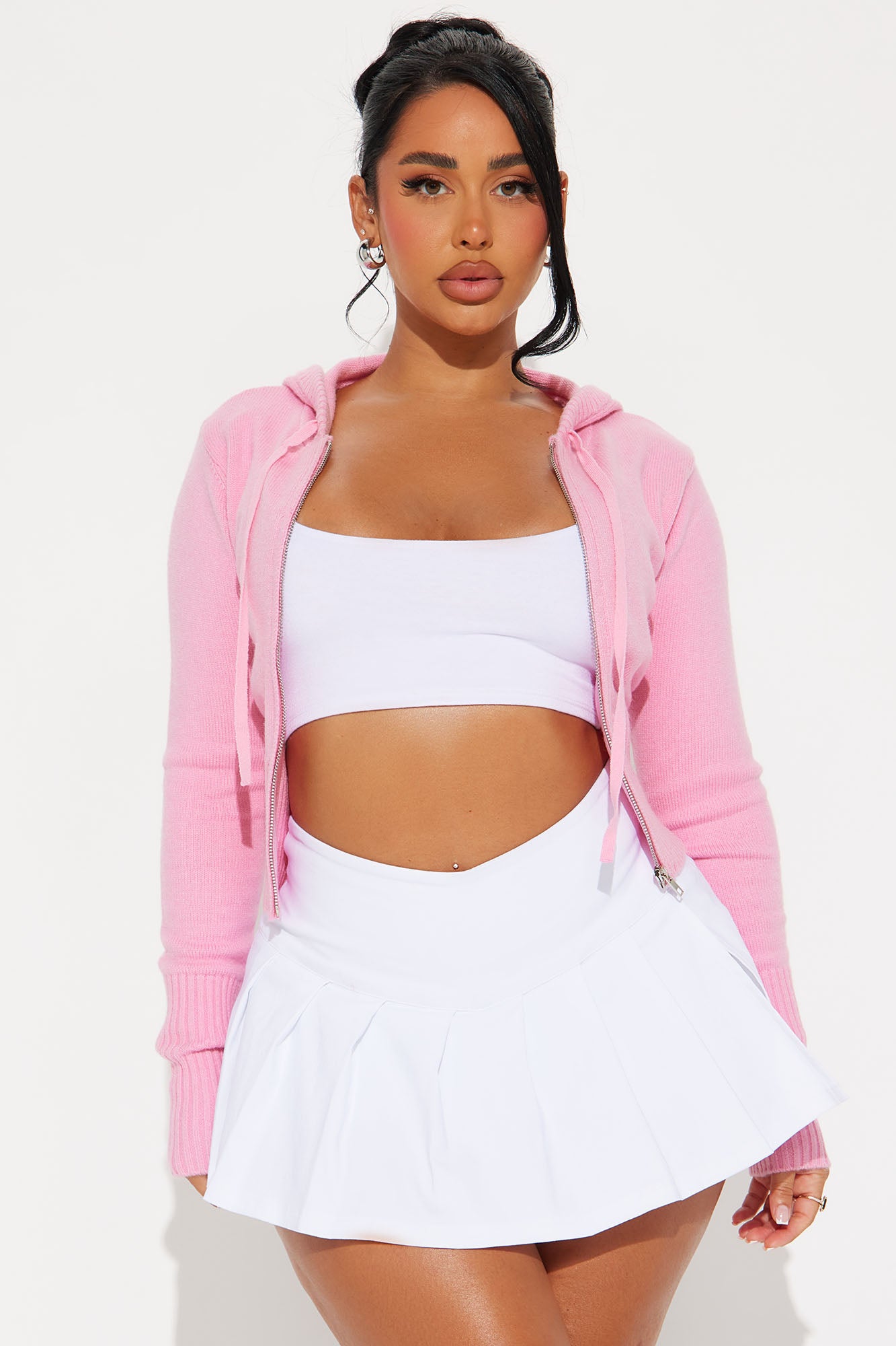 Lana Zip Up Sweater - Pink - Image 3