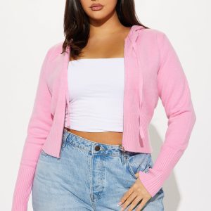 Lana Zip Up Sweater - Pink