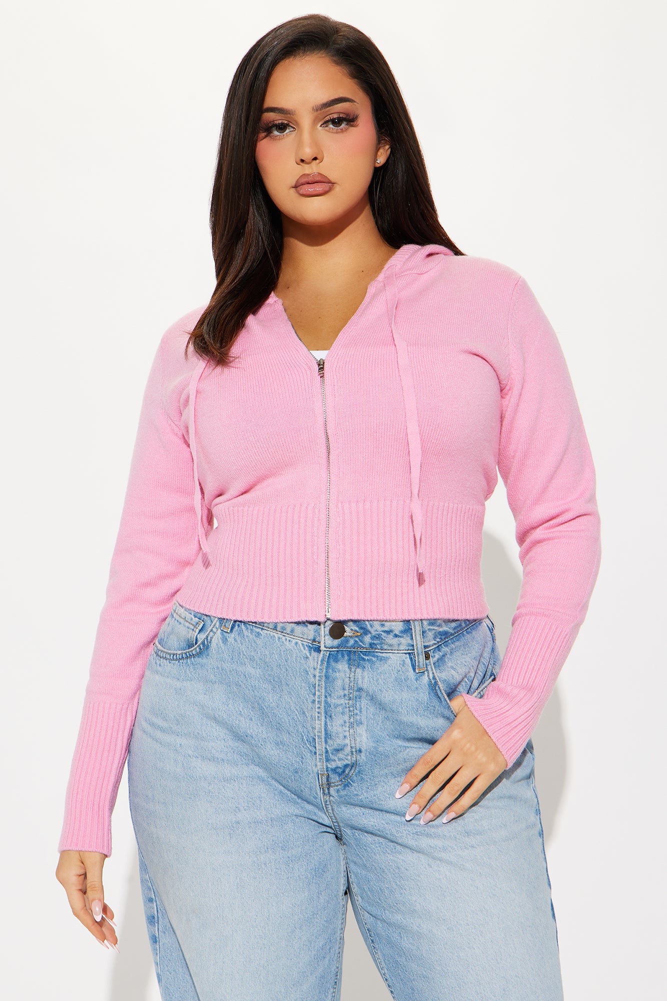 Lana Zip Up Sweater - Pink - Image 7