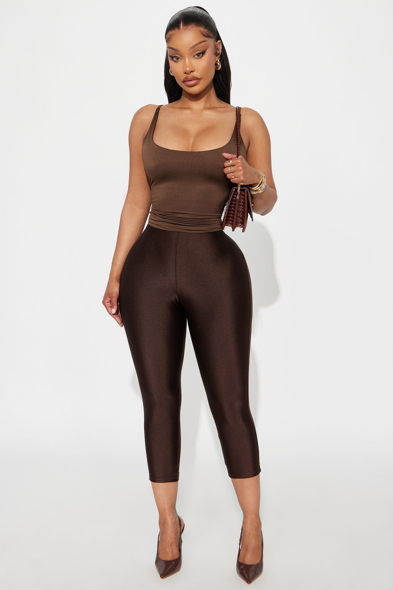 Wrapped in Sass Ribbed Surplice Cardigan - Brown - Image 36