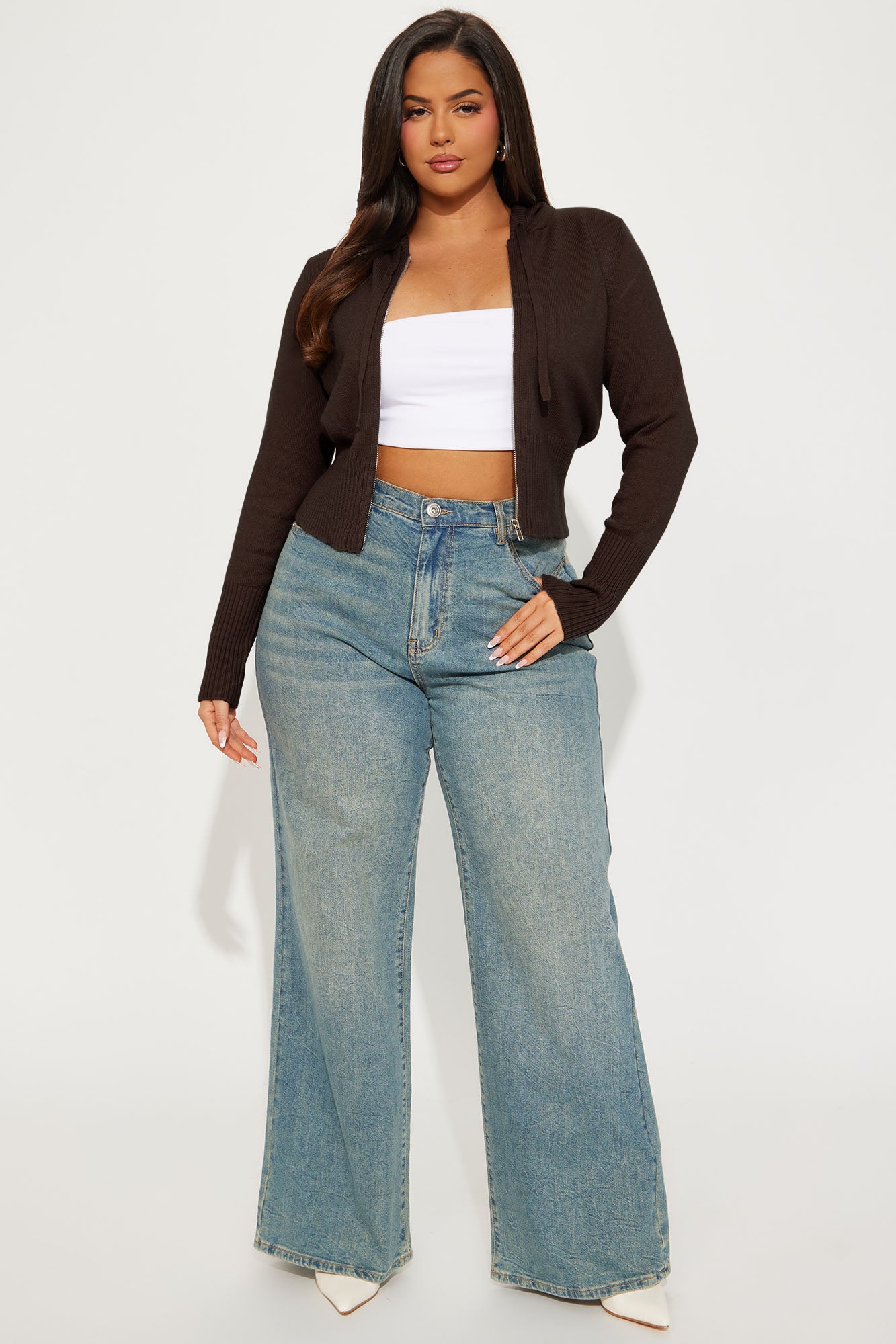 Lana Zip Up Sweater - Chocolate - Image 5