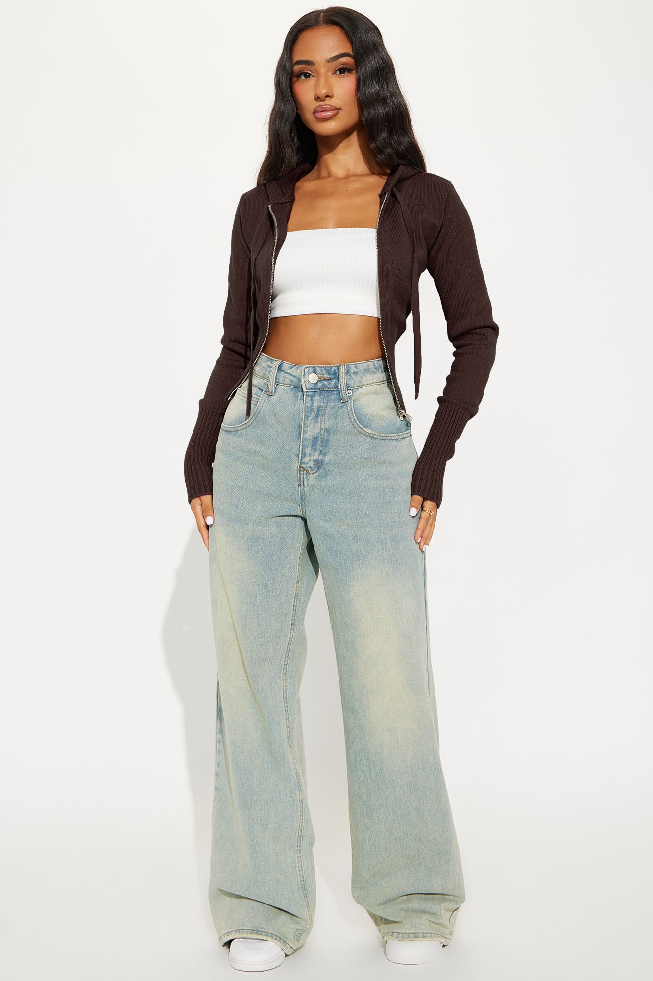 Lana Zip Up Sweater - Chocolate - Image 43