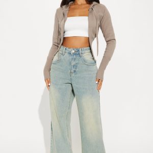 Lana Zip Up Sweater - Oatmeal