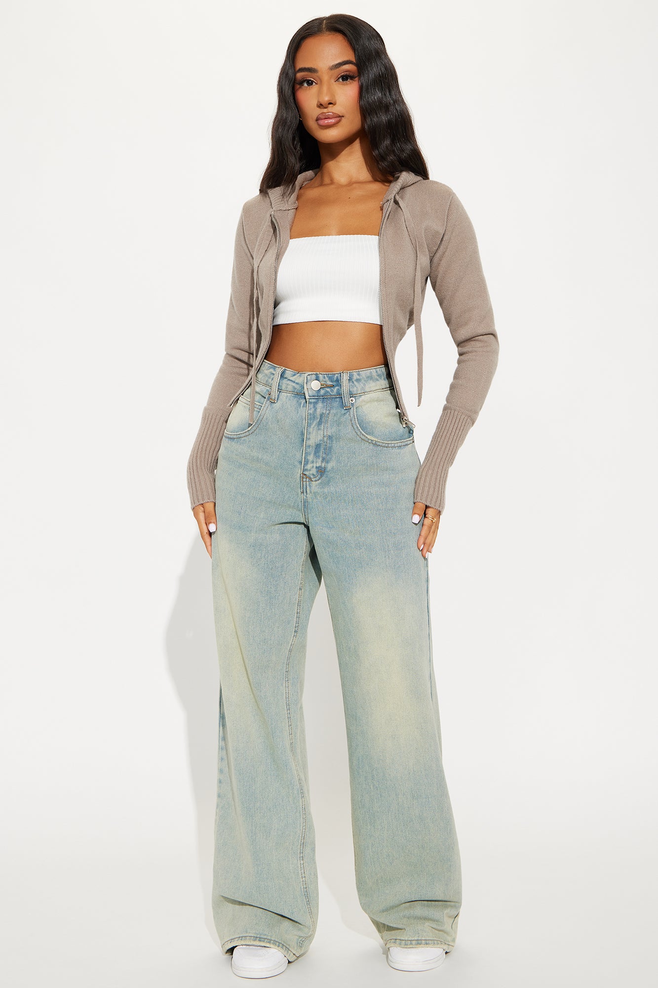 Lana Zip Up Sweater - Oatmeal