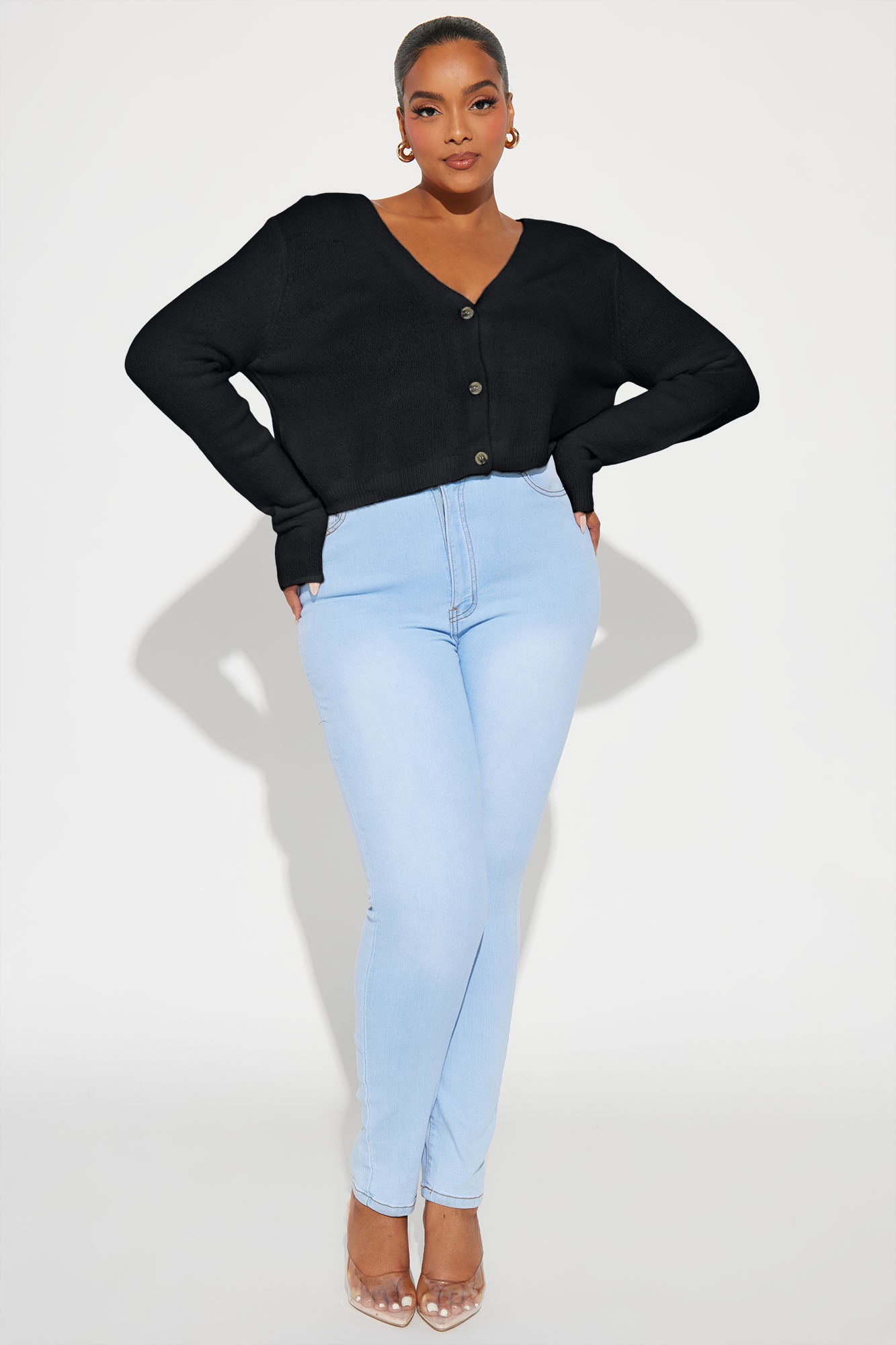 Albyn Cropped Cardigan Sweater - Black - Image 3