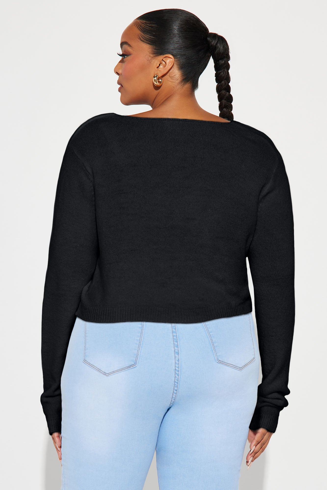 Albyn Cropped Cardigan Sweater - Black - Image 5