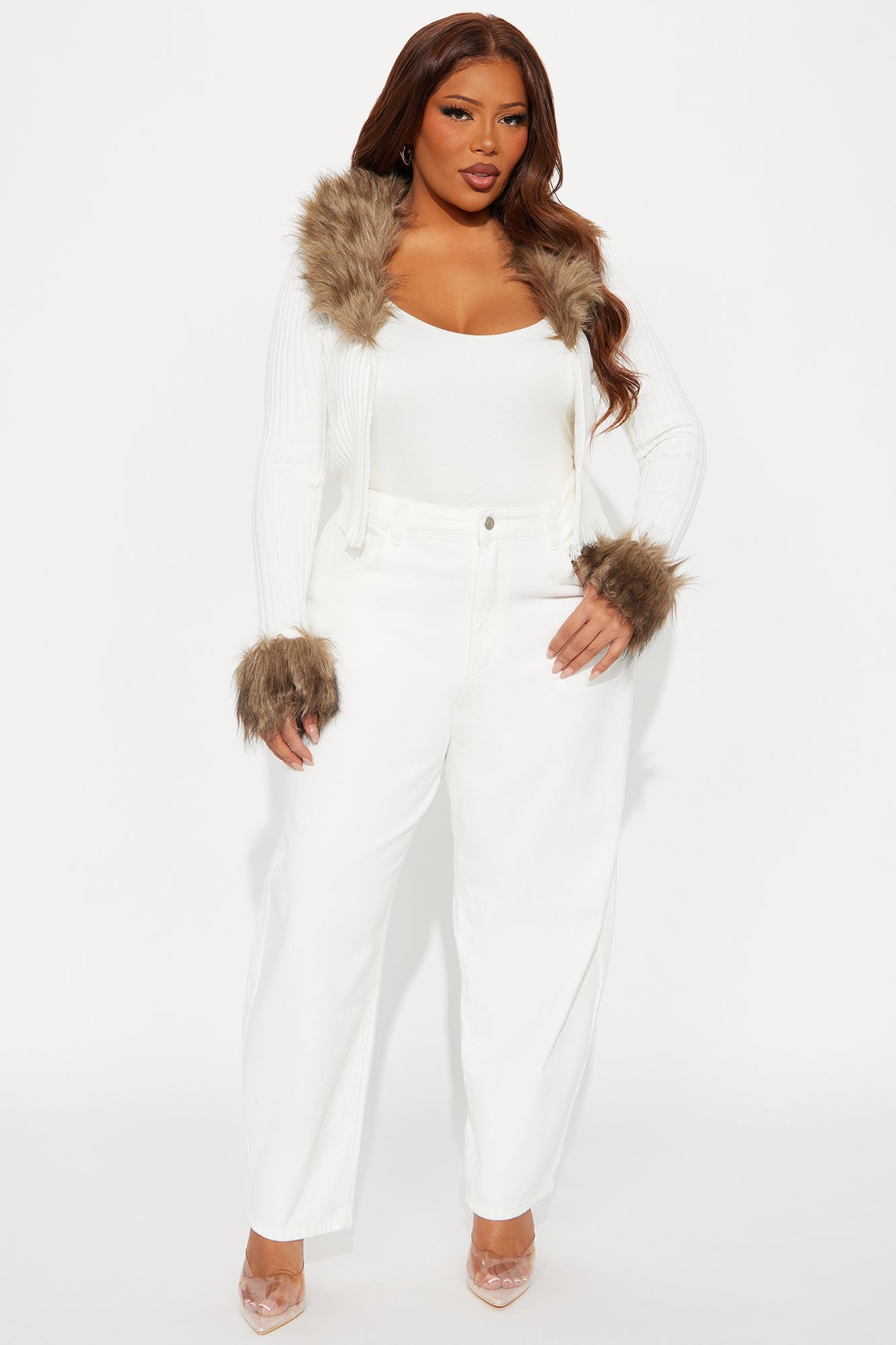 Furever Feeling Faux Fur Cardigan - White/combo - Image 5