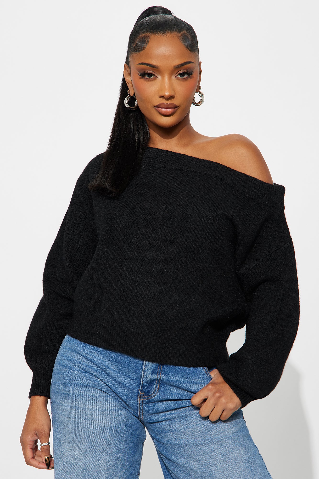 Catch Me Off Shoulder Sweater - Ivory - Image 38