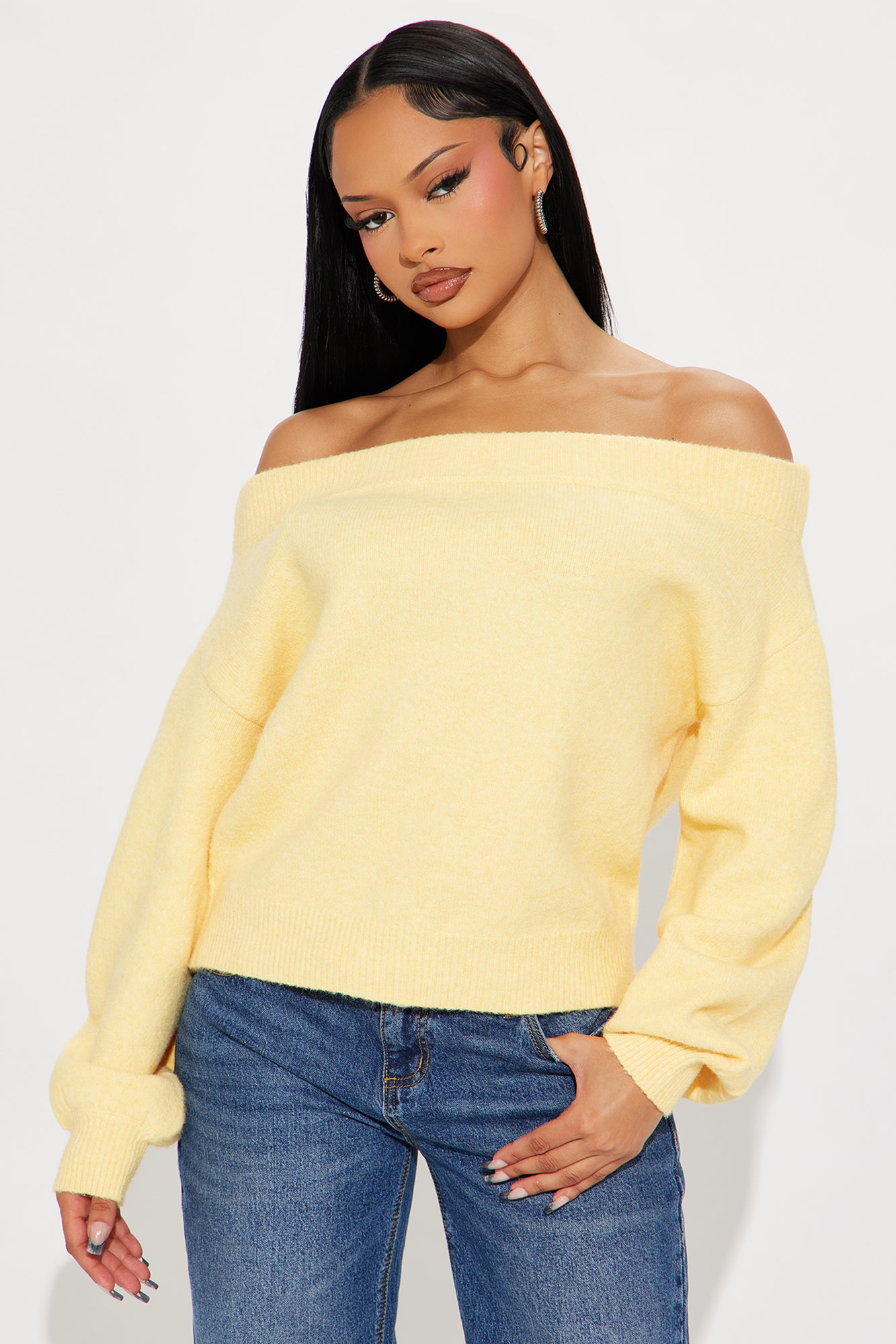 Catch Me Off Shoulder Sweater - Ivory - Image 50