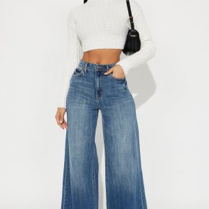 Jazz Club Mock Neck Sweater Top - Cream