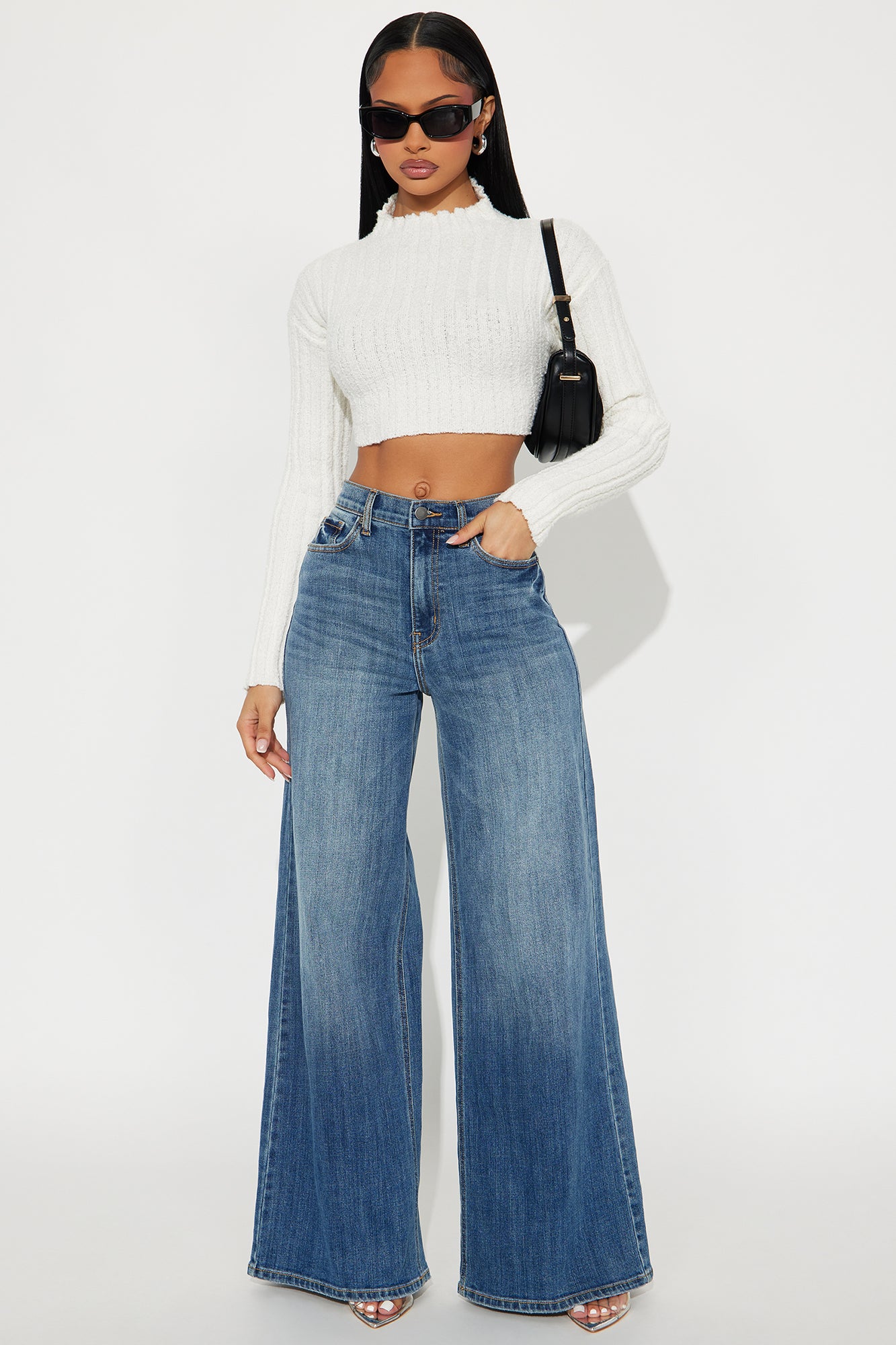 Jazz Club Mock Neck Sweater Top - Cream