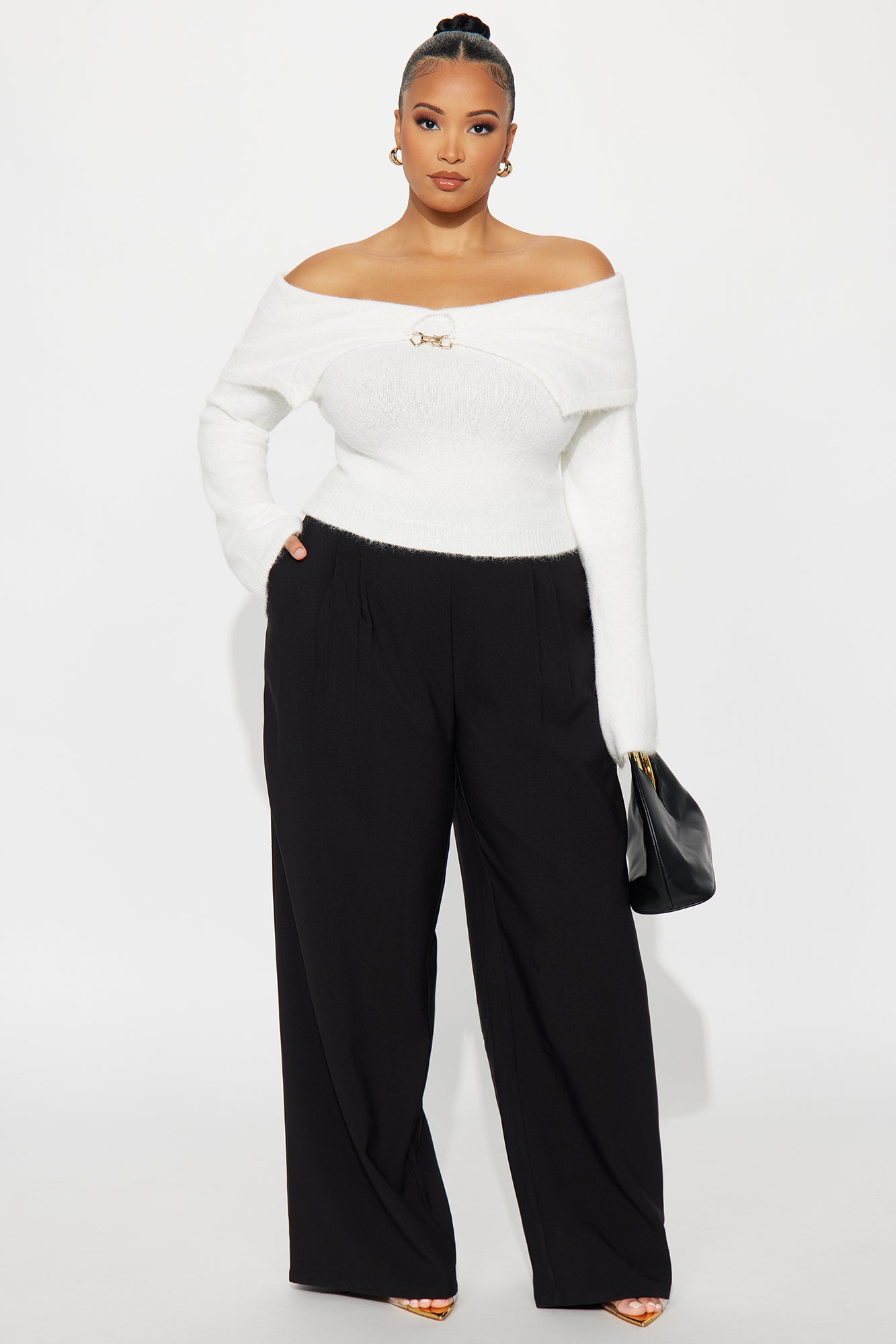 Catch Me Off Shoulder Sweater - Ivory - Image 7