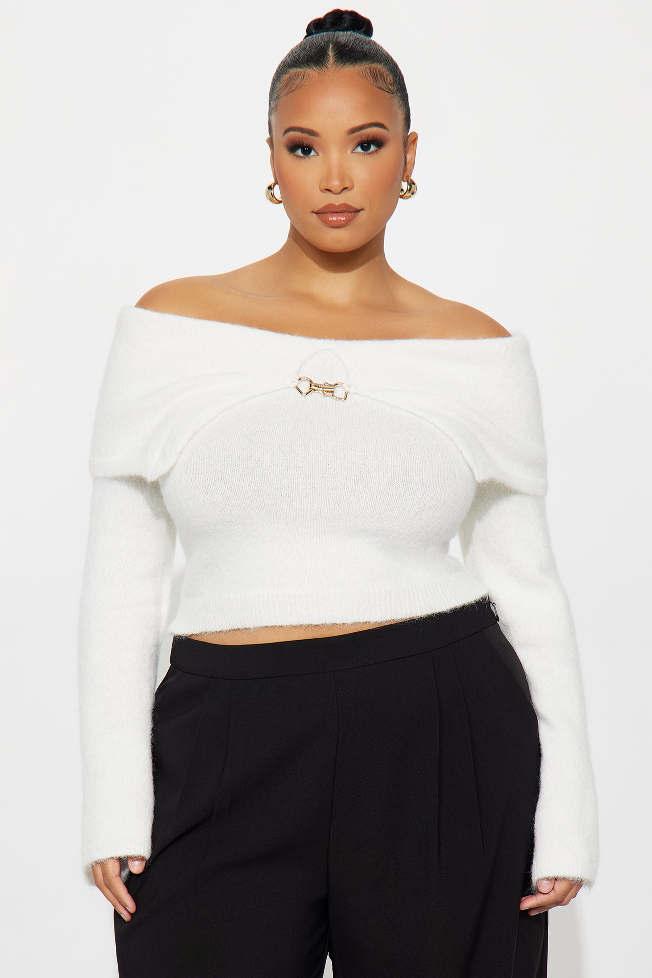Catch Me Off Shoulder Sweater - Ivory - Image 2