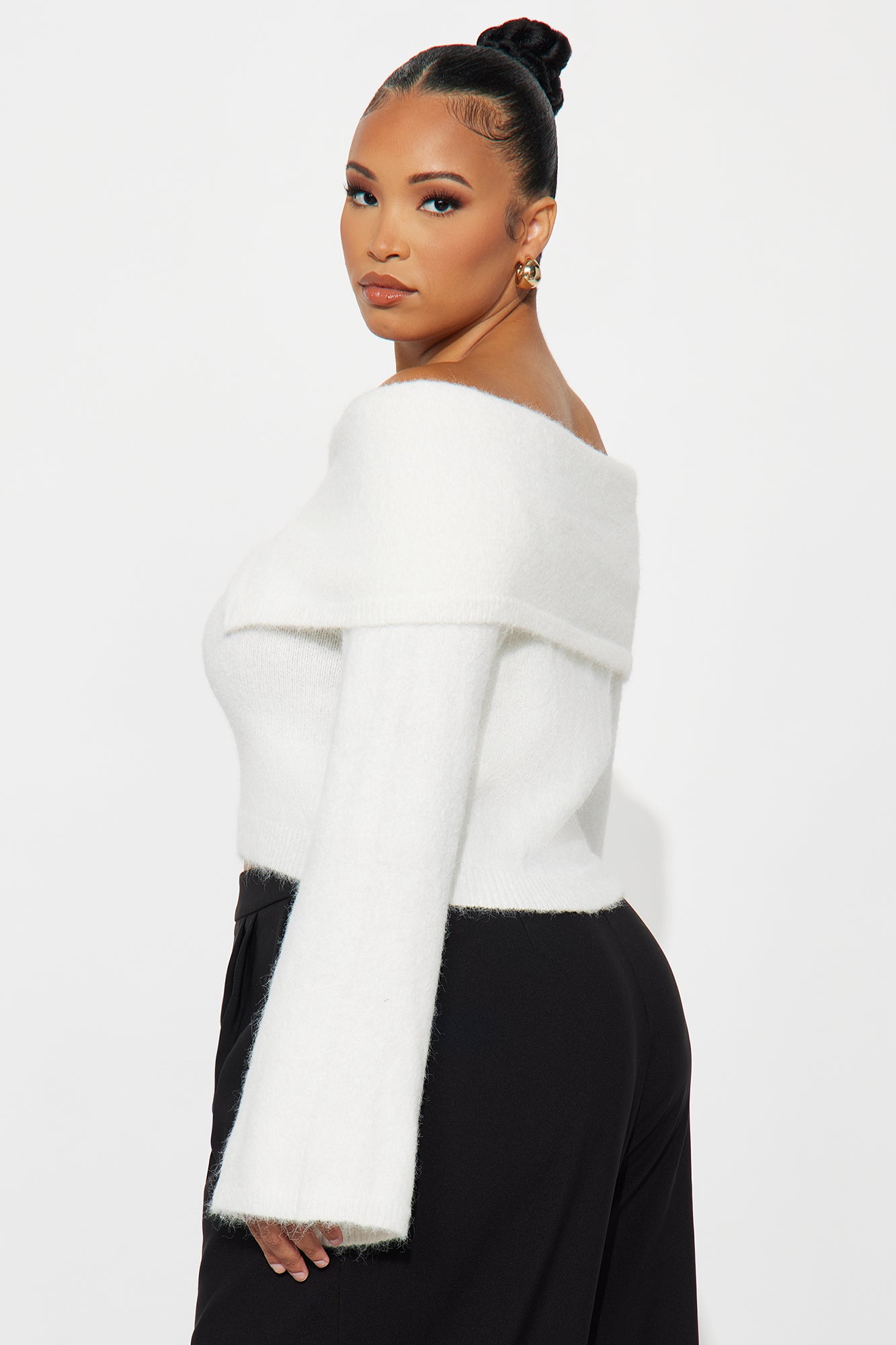 Catch Me Off Shoulder Sweater - Ivory - Image 41