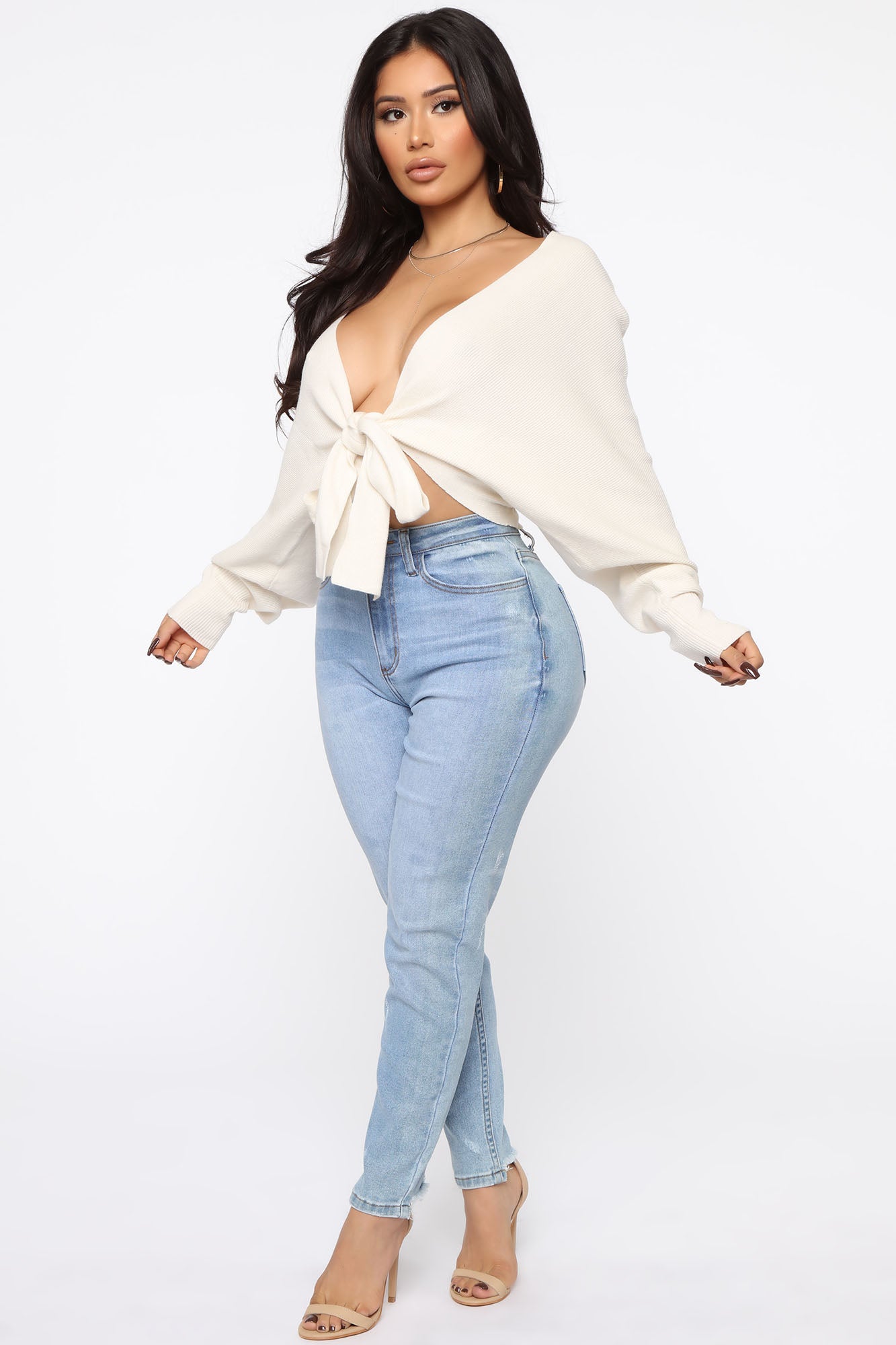 Love Craze Cropped Sweater - Cream - Image 10