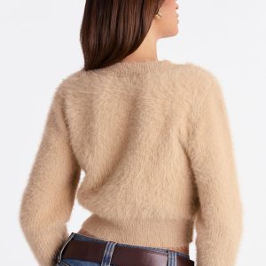 Fur Baby Fuzzy Sweater Top - Taupe