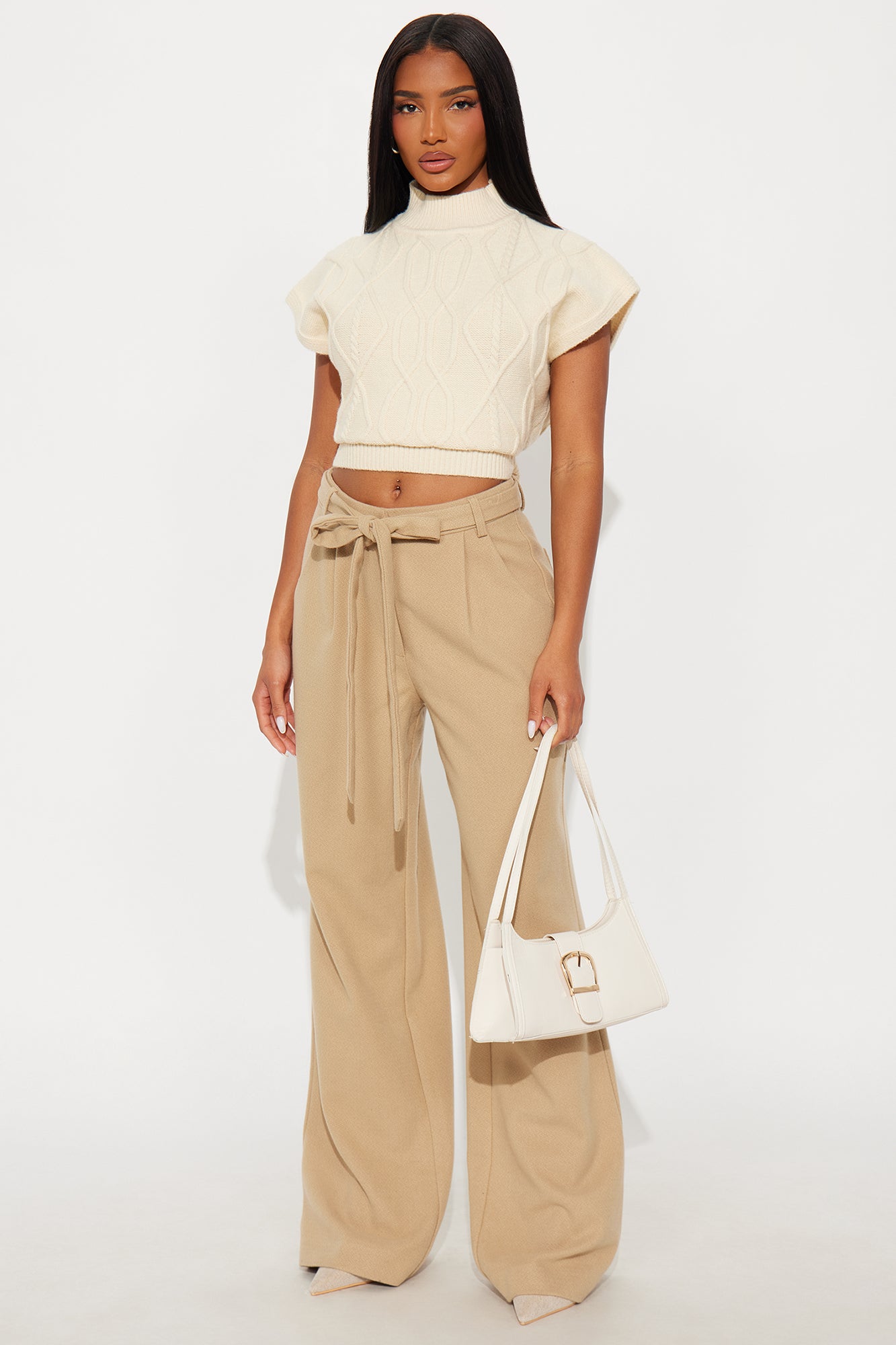 Let's Get Cozy Cable Knit Pullover Sweater - Ivory - Image 3