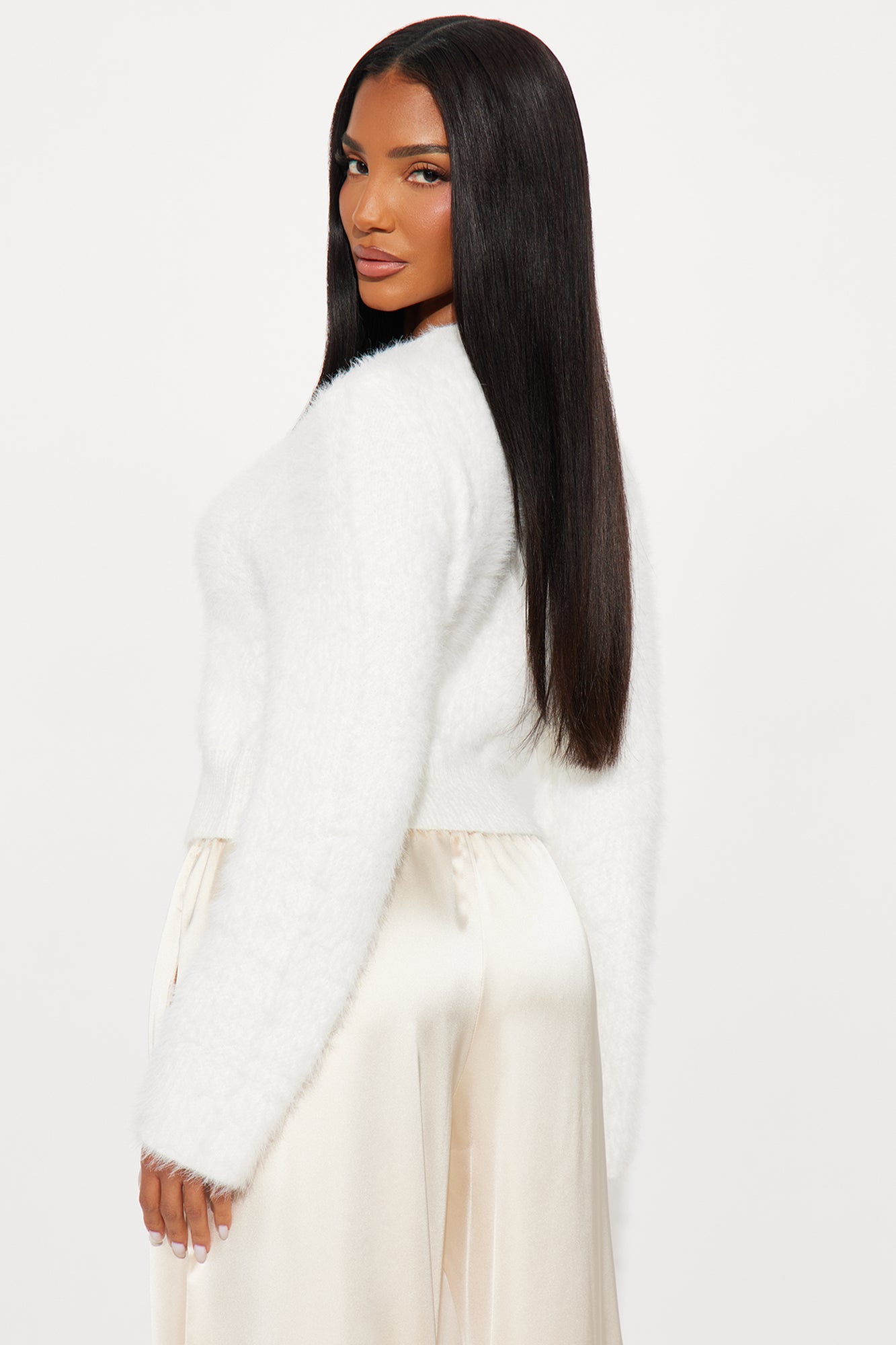 Fur Baby Fuzzy Sweater Top - Ivory - Image 35