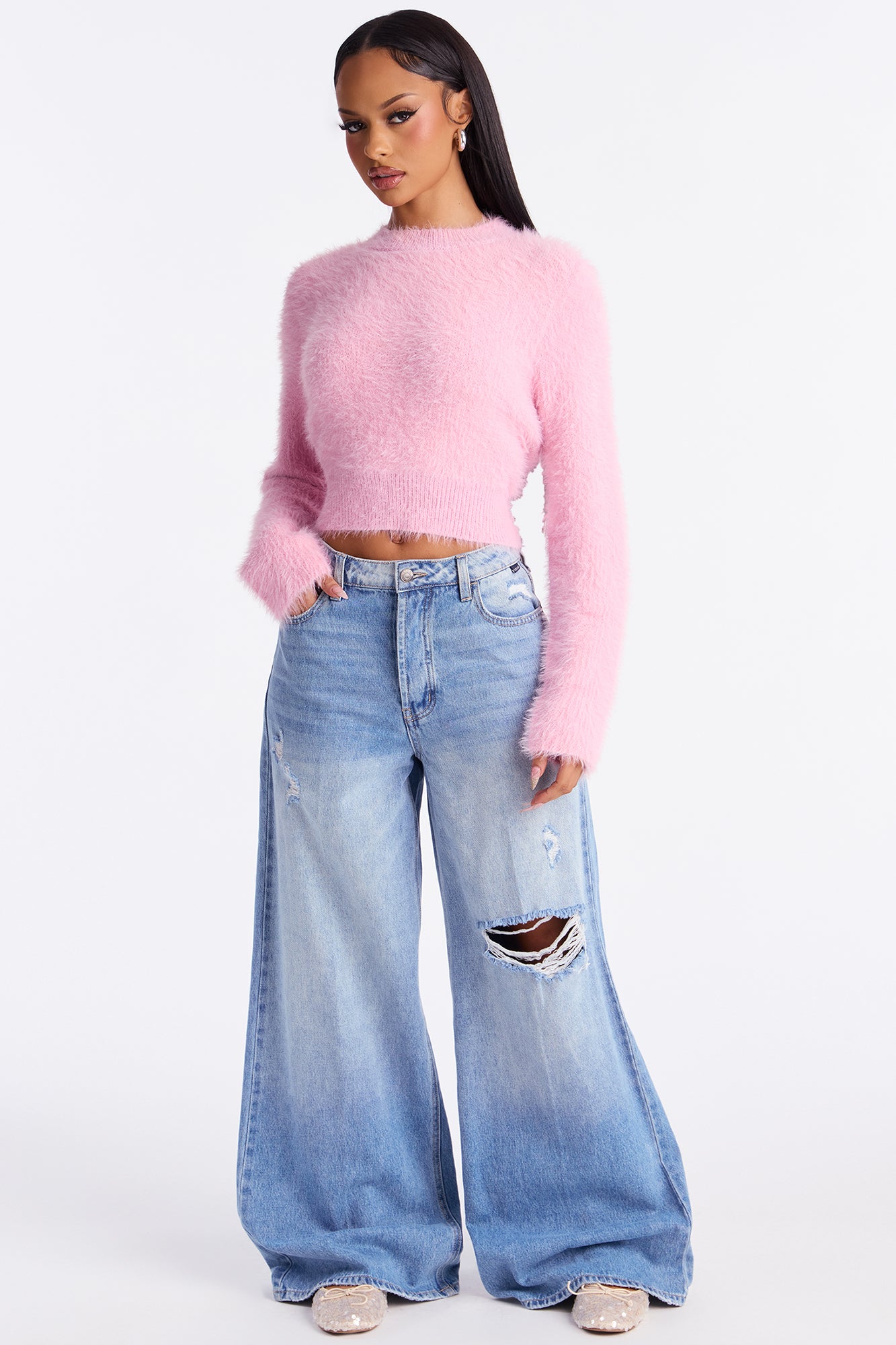 Fur Baby Fuzzy Sweater Top - Pink - Image 5