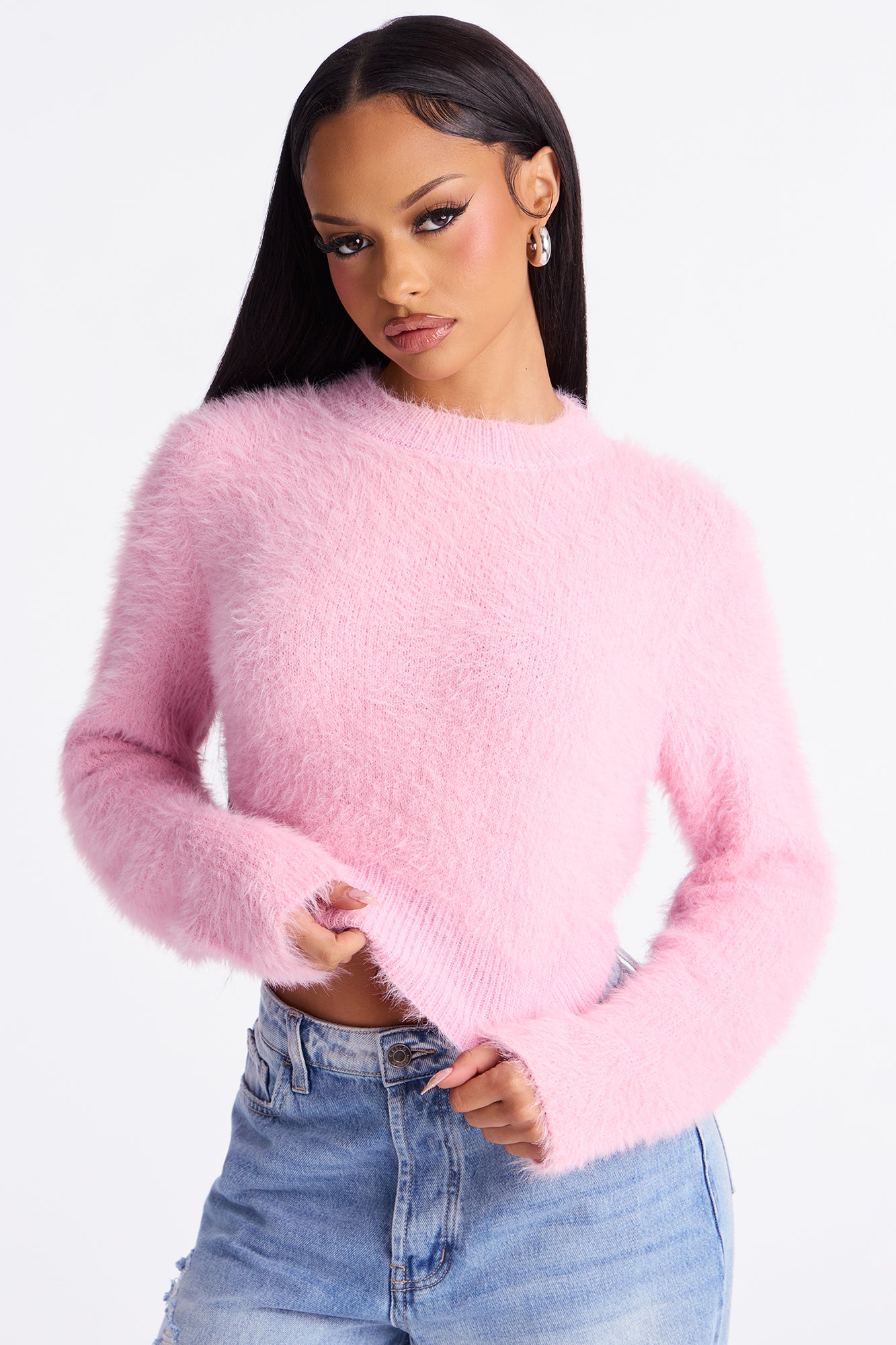 Fur Baby Fuzzy Sweater Top - Pink - Image 6